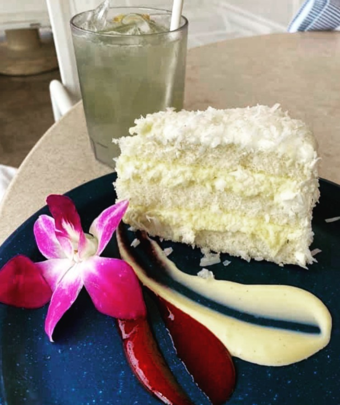 a slice of coconut cake in Waikiki